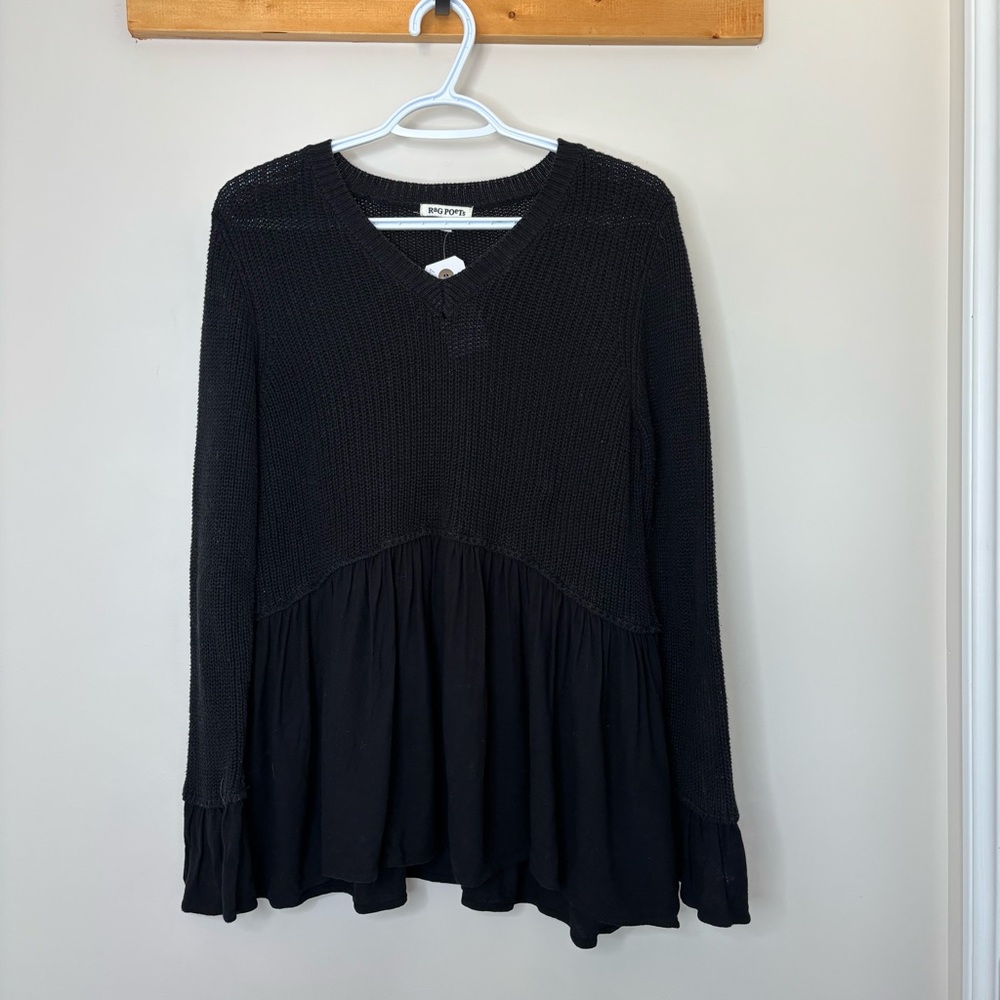 #338 Rag Poets Textured Peplum Sweater
